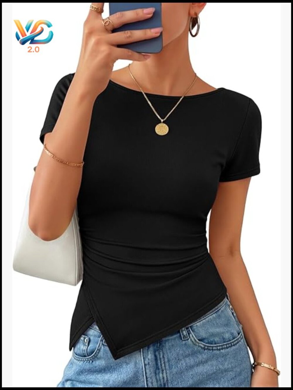 Asymmetrical Ruched Fitted Short Sleeve Top Y2K Trendy Going Out Clothes